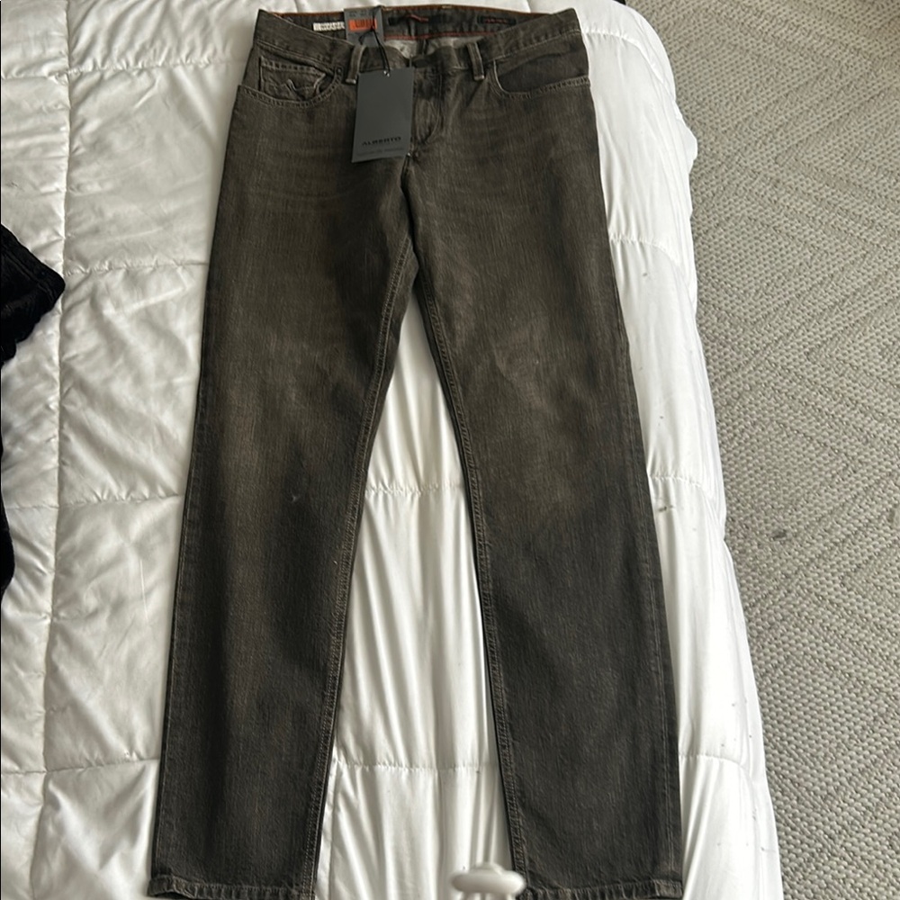 Alberto Men's Straight Leg Jeans - Olive
